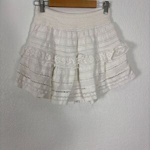New Aerie White Tiered Lace Mini Skirt Size XS